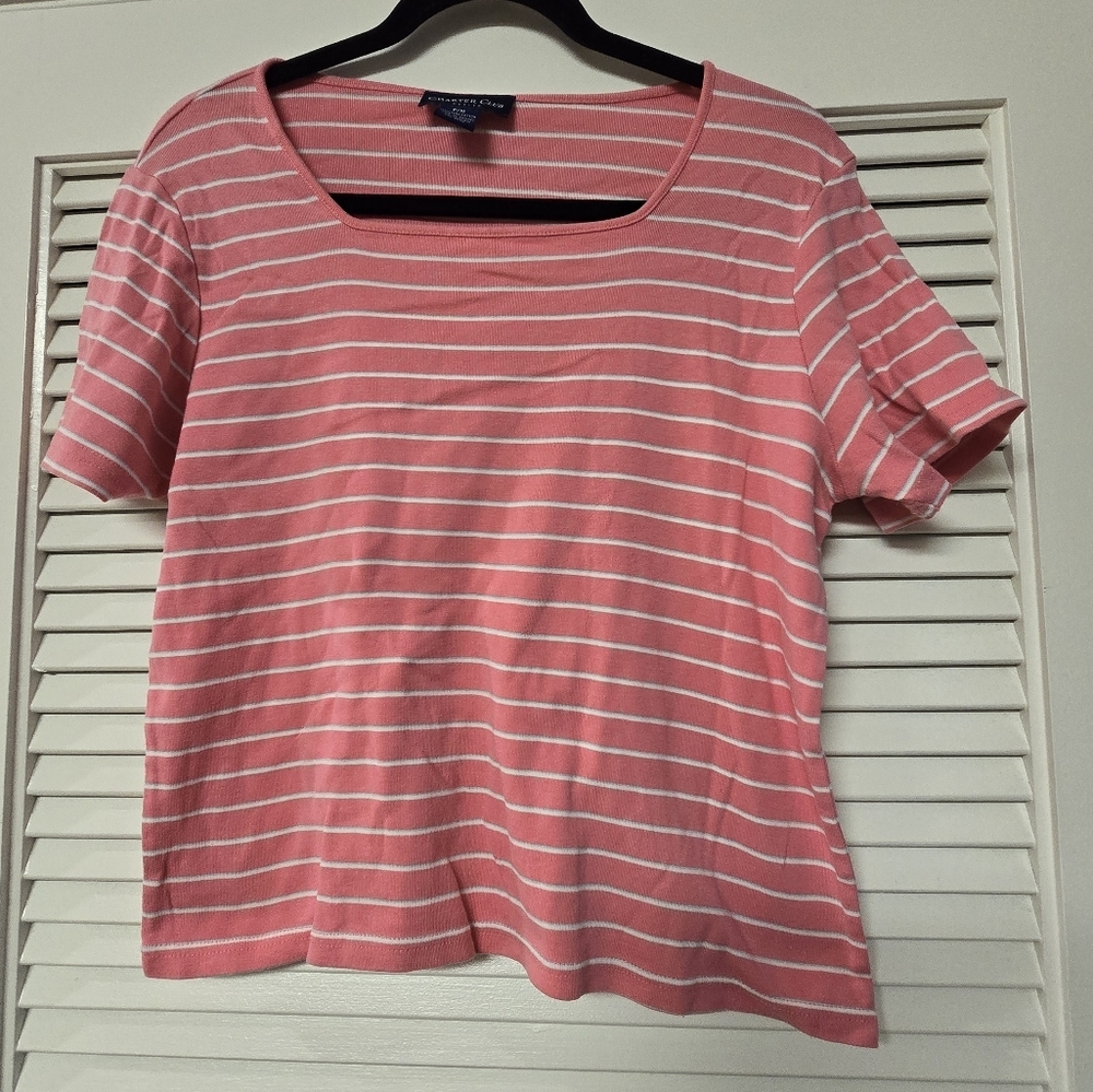 Charter Club - (Petite) 100% Pima Cotton Striped Short-Sleeve Top